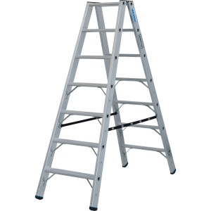 Krause Doppelleiter Stabilo mit 2x7 Stufen, belastbar bis 225 kg, für sicheren Stand.