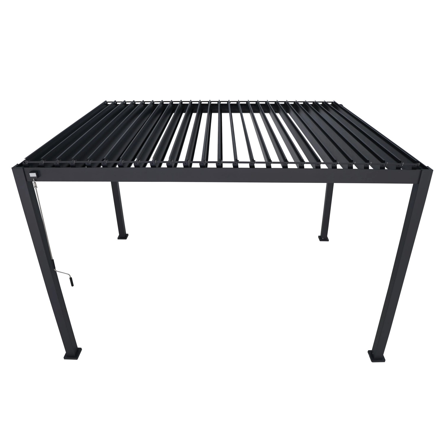 Anthrazitfarbene Mirador Lamellen-Dach Pergola 3x4m, ideal für Garten & Terrasse.