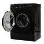 Schwarze Telefunken Waschmaschine Frontlader, 5 kg, Tür geöffnet.