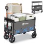 Sekey XXL Bollerwagen, faltbar, 150L, grau, beladen mit Campingausrüstung.