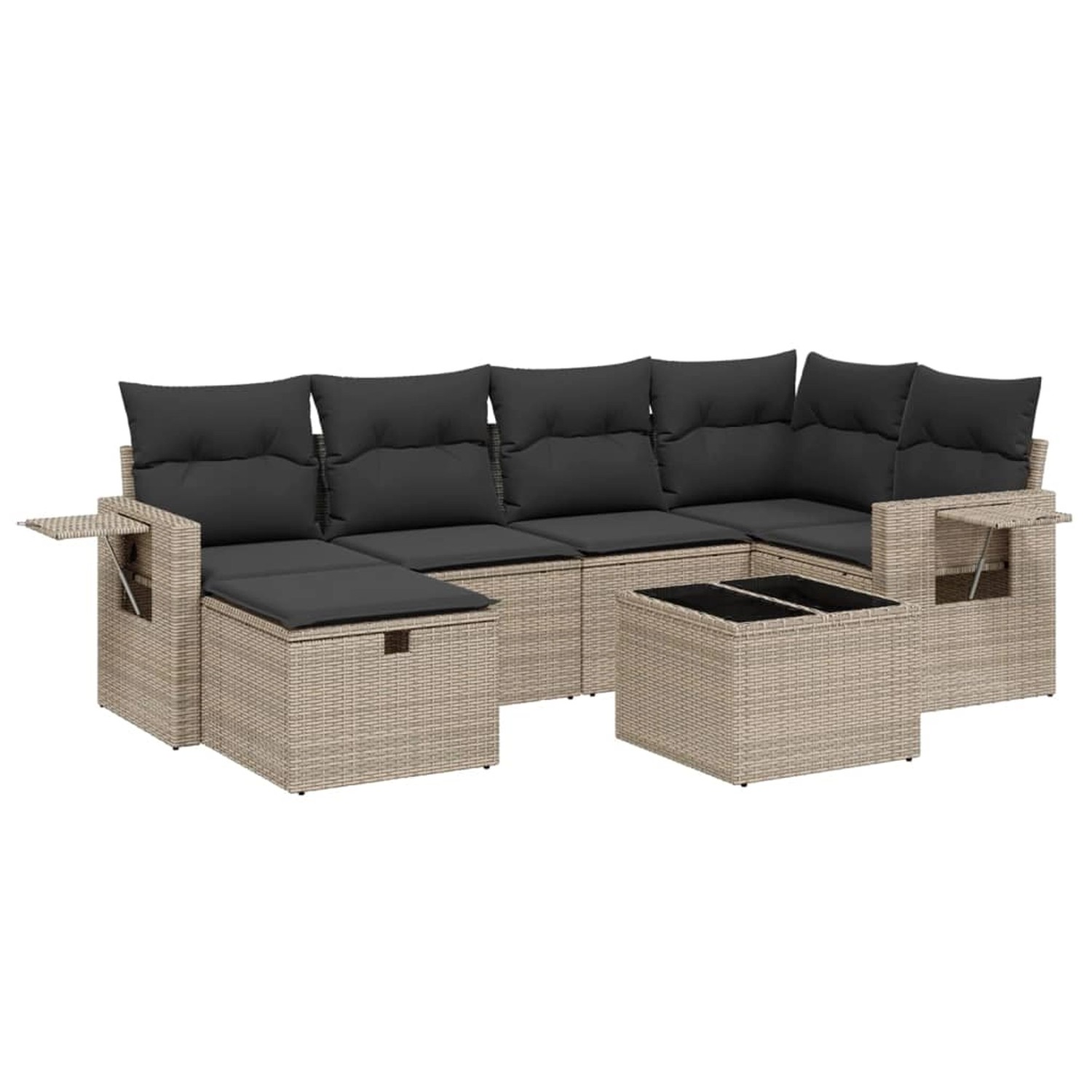 vidaXL 7-Tlg Garten-Sofagarnitur mit Kissen Grau Poly Rattan 3263806 günstig online kaufen