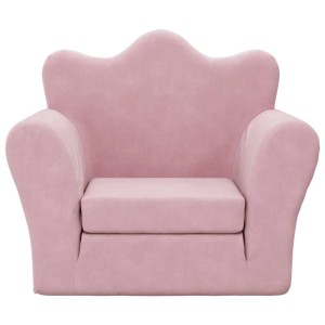Rosa vidaXL Kinderschlafsofa aus weichem Plüsch, ideal zum Spielen und Entspannen.
