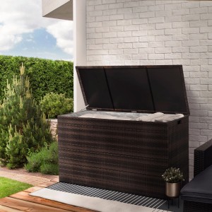 Teamson Home Terrasse Gartenmöbel Rattan Aufbewahrungsbox Braun