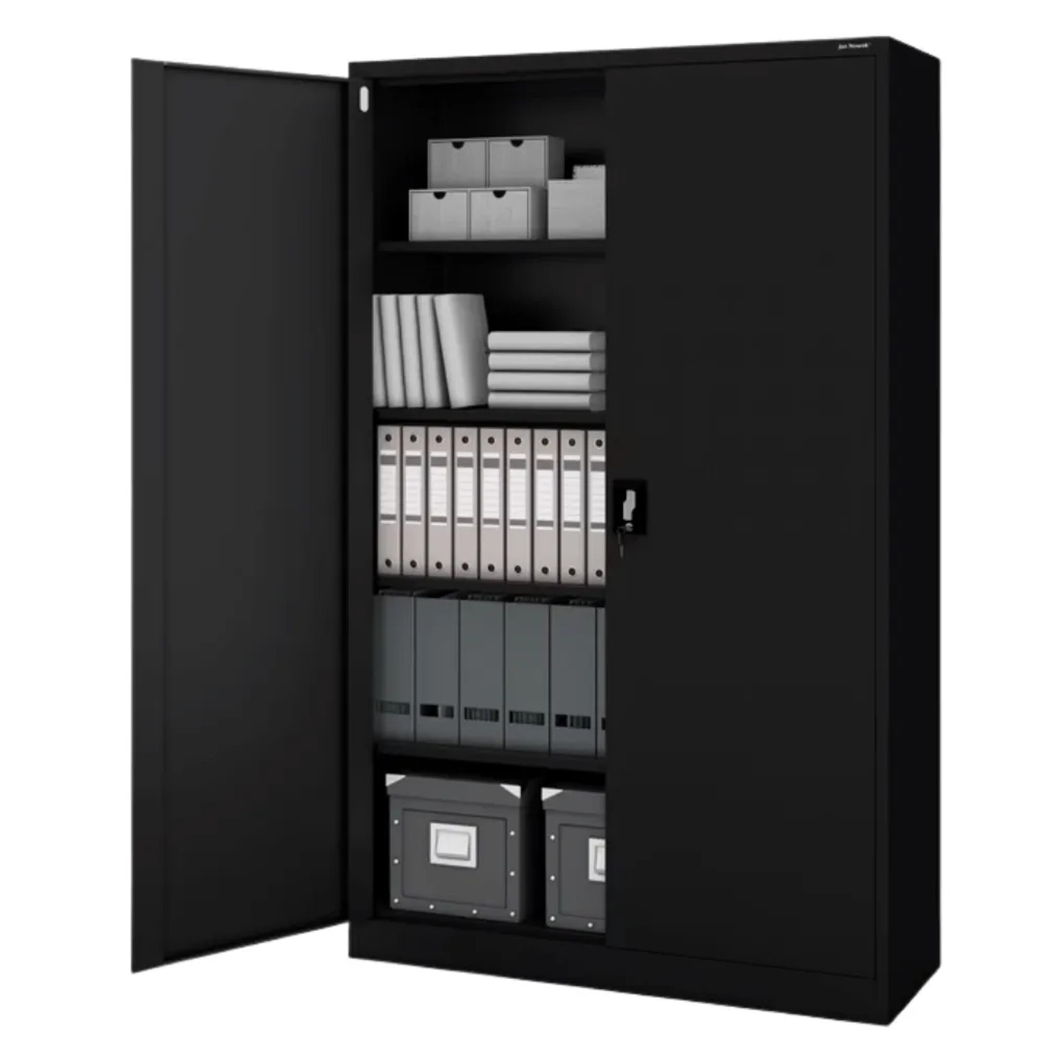 JAN NOWAK Aktenschrank Abschließbar JAN mit Flügeltüren 185 x 115 x 40 cm Schwarz
