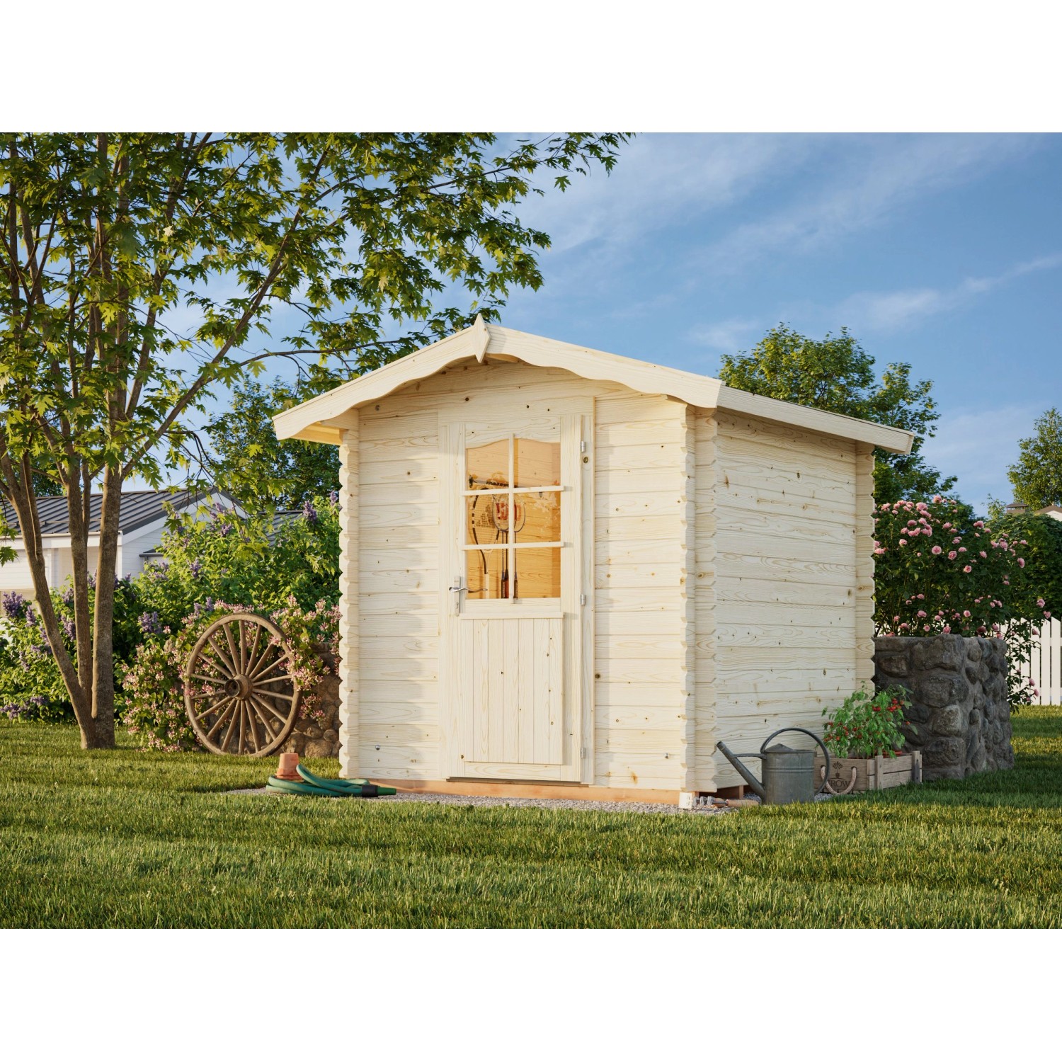 Palmako Gartenhaus Vivian 200 x 200 cm Lackiert Grau-Weiß FSC® günstig online kaufen