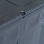 Detailaufnahme: Schwarze VidaXL Garten-Aufbewahrungsbox (320 L) aus Kunststoff mit Holzoptik.