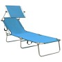 Türkisblaue furnicato Klappliege mit Sonnendach aus Stahl für Garten & Camping.
