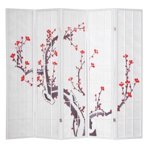 Homestyle4u 5-tlg. Paravent in Weiß 220x179 cm 278