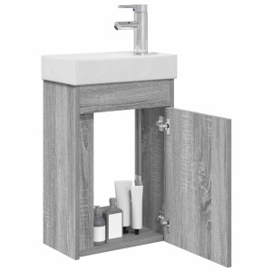 vidaXL Badezimmer Waschtischunterschrank mit Wasserhahn Grau Sonoma 889526