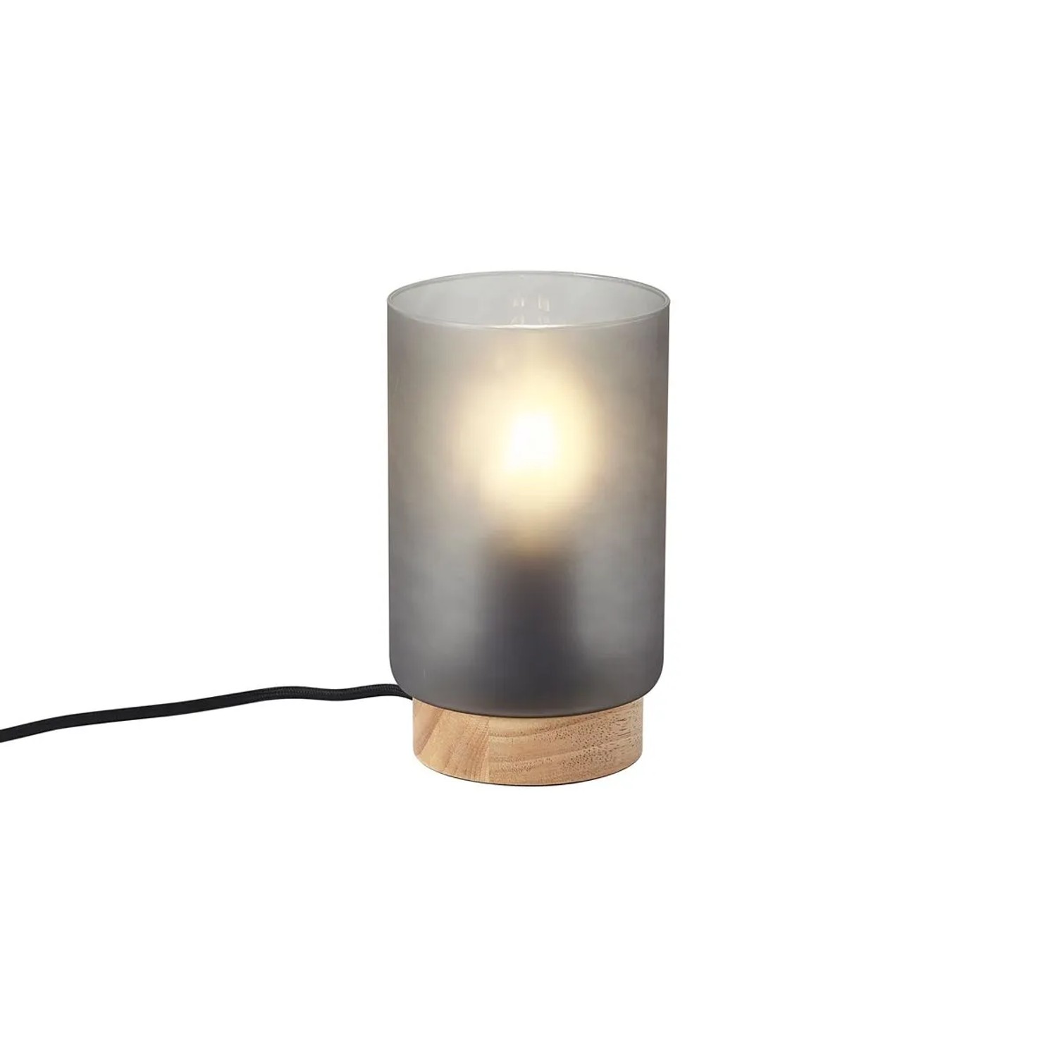 QAZQA Moderne Tischleuchte Holz mit MattGrauem Glas Umbra