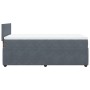 Dunkelgraues vidaXL Boxspringbett 100x200 cm mit Matratze und weißem Topper, Seitenansicht.