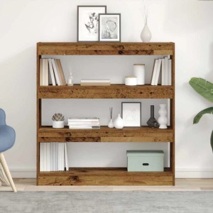 vidaXL Bücherregal aus Altholz-Holzwerkstoff, 100x103 cm, mit 3 Fächern für Bücher und Deko im Wohnzimmer.