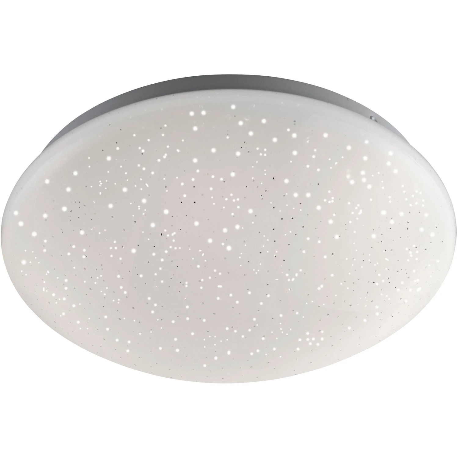 Weiße LED-Deckenleuchte Skyler mit Sternenhimmel-Optik, Ø 25 cm.
