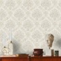 AS-Creation Vliestapete mit Barock Ornament in Weiß, Silber und Gold.