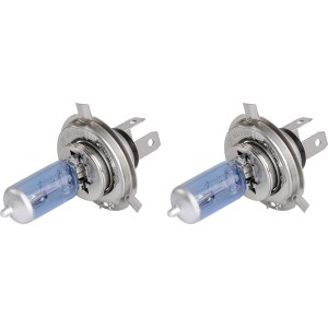 Zwei OBI Blue Light H4 Ersatzlampen für Autoelektrik, blau getönt.