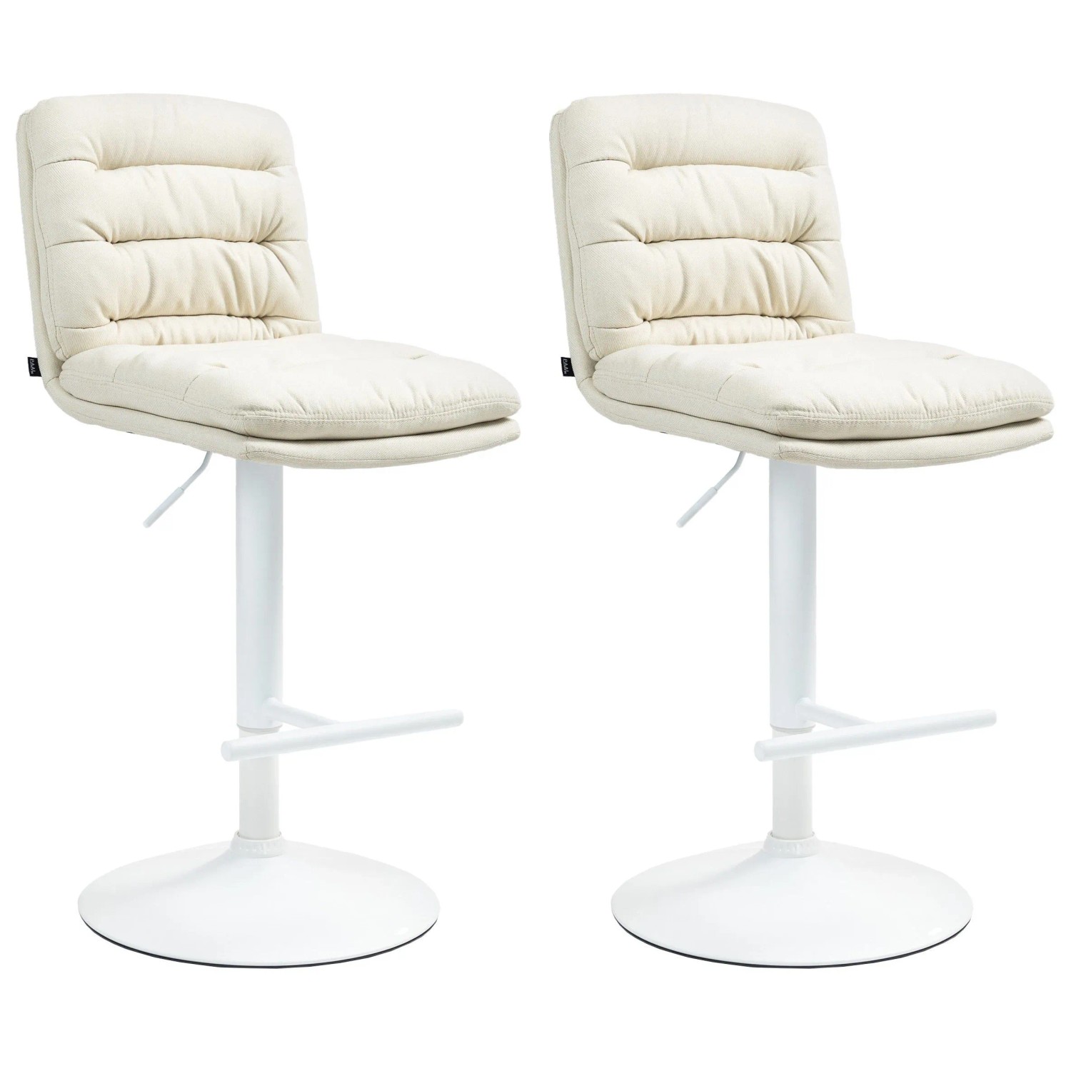 DELUKE Barhocker 2er Set TURIN Creme Stoff Weiß Barstuhl Mit Lehne Tresenhocker Tresenstuhl