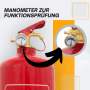 Roter Sensorit Feuerlöscher mit Manometer zur Funktionsprüfung. 1kg ABC Pulverlöscher für Auto & Zuhause.