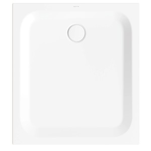 Rechteckige, weiße Bette Duschwanne Steel, 100x90 cm, aus glasiertem Titan-Stahl mit Ablauf in der Mitte.