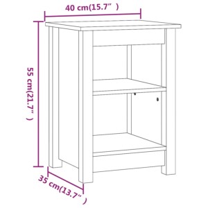 vidaXL Nachttisch 2er Set, Honigbraun, Kiefer Massivholz, 40x35x55 cm.