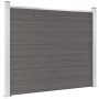 Graues vidaXL WPC Zaunelement 180x146 cm mit Holzmaserung und Aluminiumpfosten für Sichtschutz im Garten.