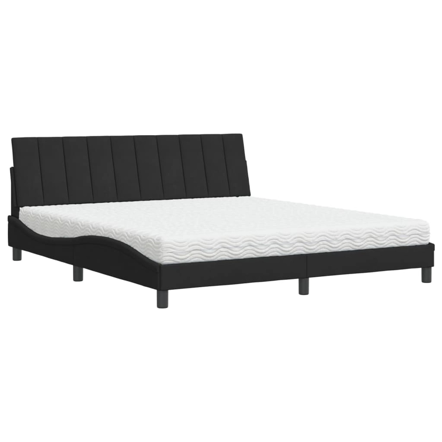vidaXL Bett mit Matratze Schwarz 180x200 cm Samt Modell 12009584