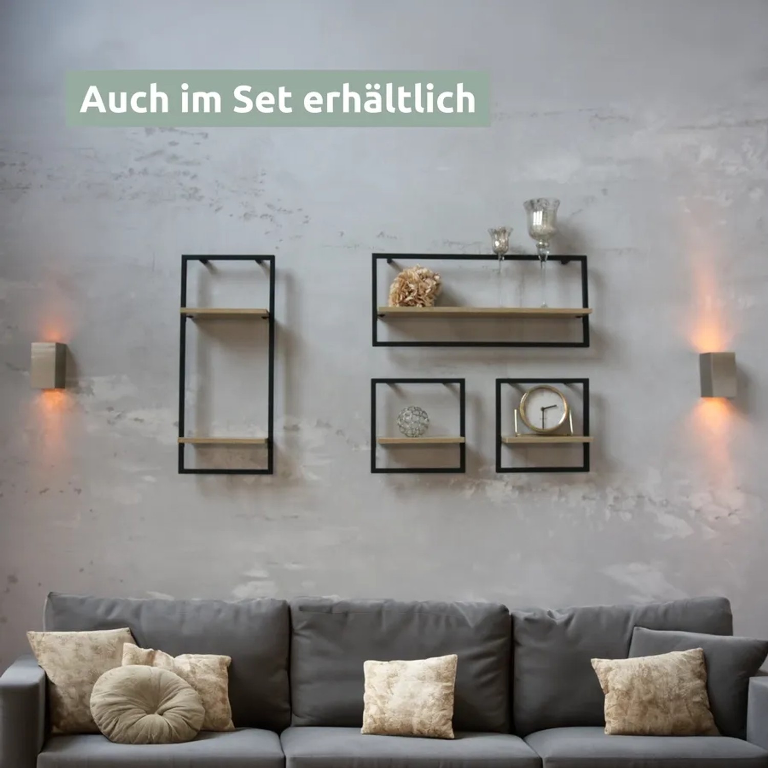 Industriële Stijl Plank Holz4home® Wandplank High MDF Sonoma Zwart - Zwevend Rek Met Industrieel Design (incl. Bevestiging) Zwevende Wandplank MDF