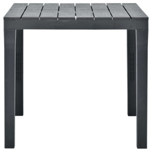 Quadratischer Furnicato Gartentisch in Anthrazit, 78x78 cm, aus Kunststoff mit Latten-Design.
