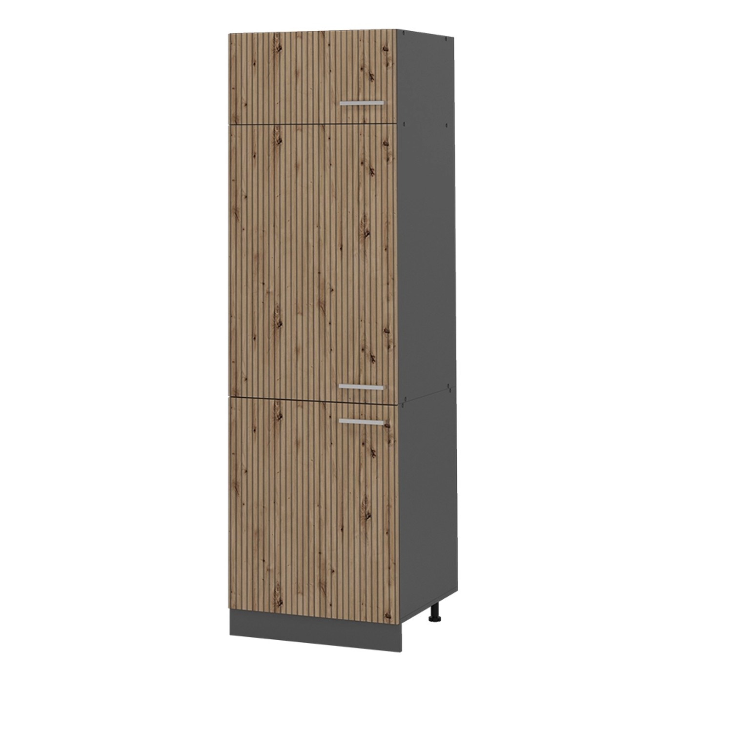 Vicco Kühlumbauschrank R-Line Hochschrank für die Küche Artisan-Eiche/Anthrazit 60 cm