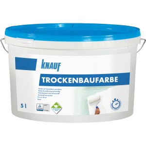 Eimer Knauf Trockenbaufarbe, Weiß, 5 Liter, für Gipskartonplatten und Innenräume.