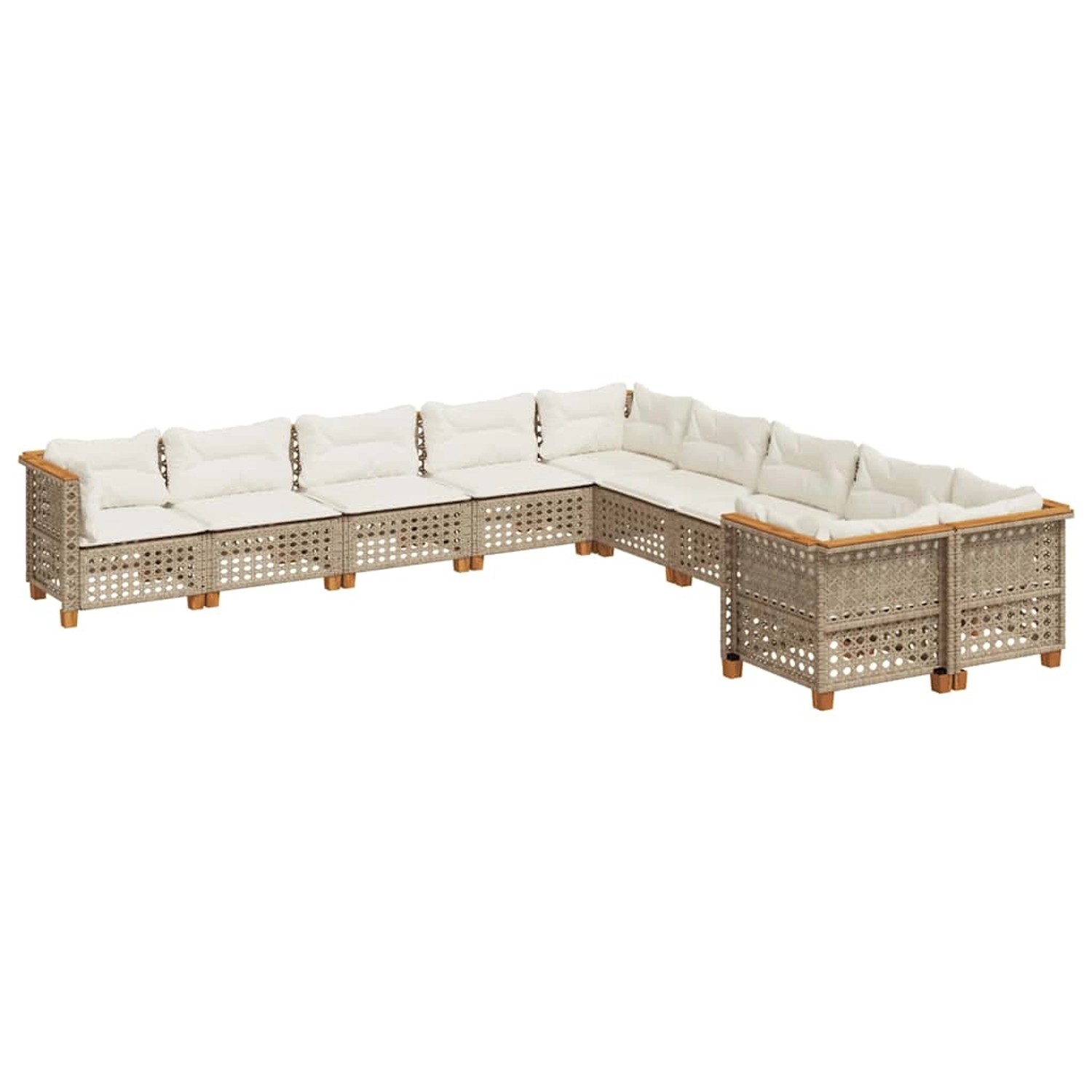 vidaXL 10-Tlg Garten-Sofagarnitur mit Kissen Beige Poly Rattan 3262048 günstig online kaufen