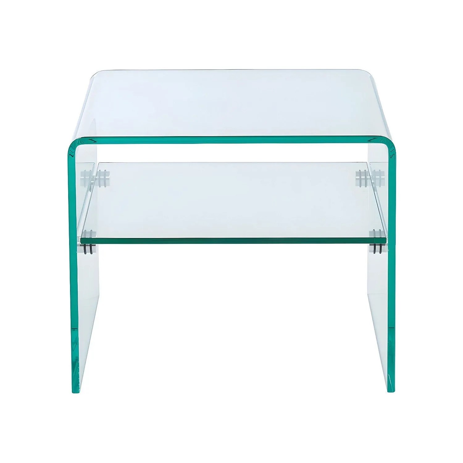 Transparenter Nachttisch Stileos aus Sicherheitsglas, 48 cm, mit einer Ablage. Modernes Design.