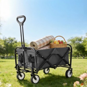 Relaxdays Bollerwagen Stahl Grau Faltbar Höhenverstellbar 64 cm x 50 cm x 72 cm 6,5 kg