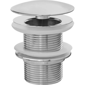 Design Schaftventil 41,9 mm (G 1 1/4) für Waschbecken, verchromtes Messing, abschraubbare Abdeckung.