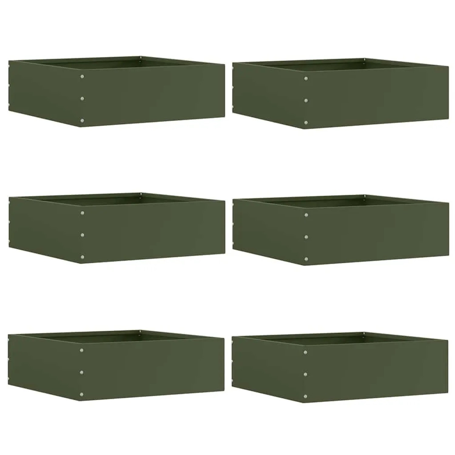 vidaXL Raseneinfassung 6 Stk Olive Grün 40 x 40 x 13 cm Stahl 874709