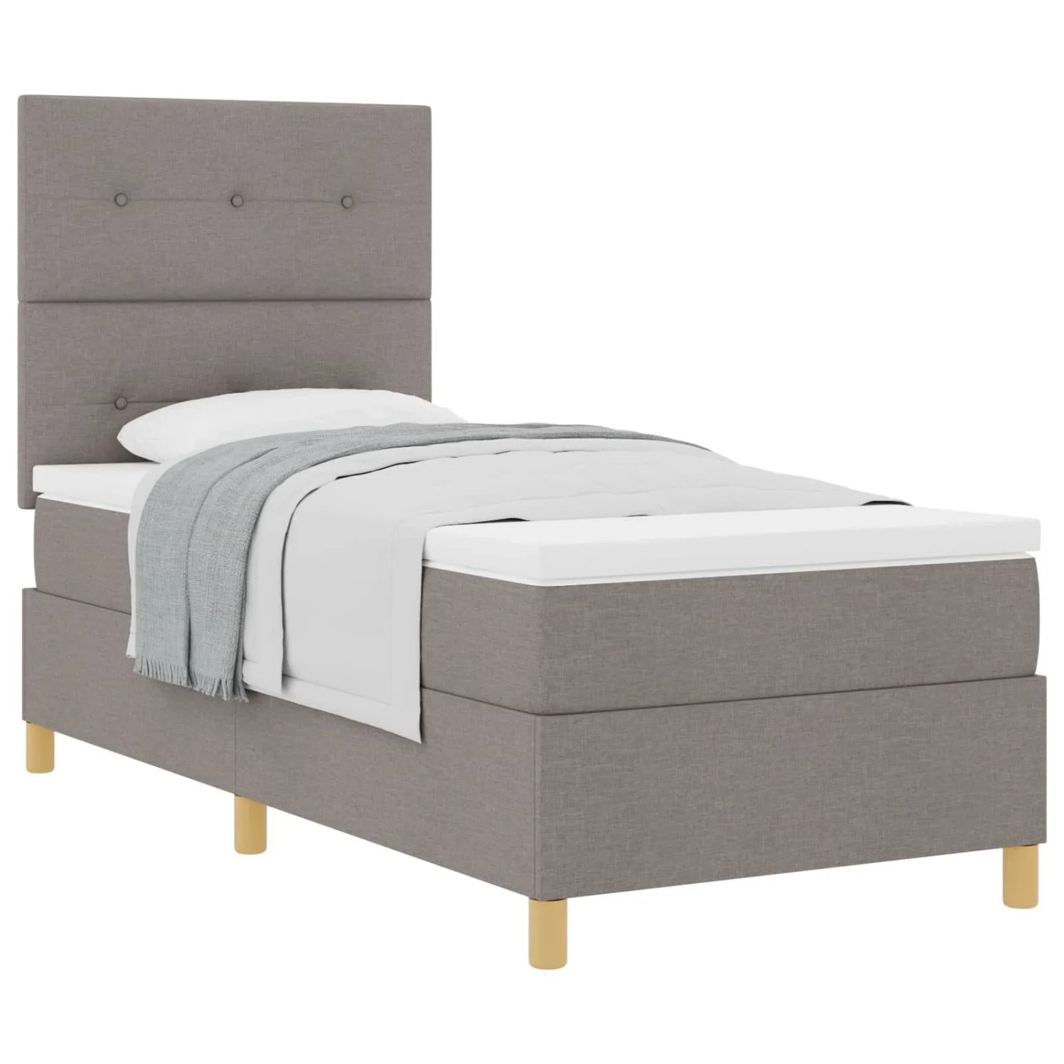 vidaXL Boxspringbett mit Matratze mit Kopfteil Taupe 90 x 190 cm Stoff 3339585