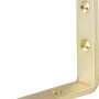 Gleichschenkliger Konstruktionswinkel, gelb verzinkt, 80x80x20 mm, mit Löchern zum Anschrauben.