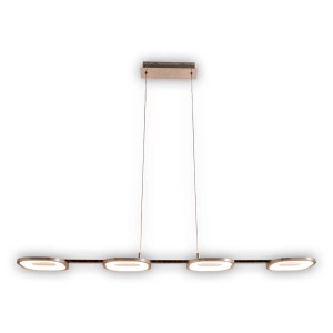 Moderne LED-Pendelleuchte Beam im 4er-Set, Stahl-Blank, ideal für Esstisch und Arbeitsbereich.