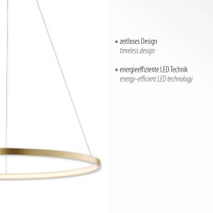 Moderne Just Light Pendelleuchte Circle Gold, Ø 60 cm, warmweißes Licht.