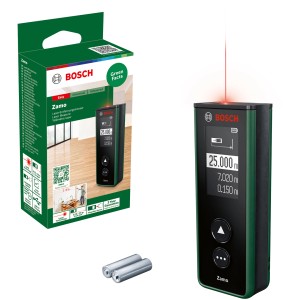 Bosch Zamo Laser-Entfernungsmesser mit USB-C, Messbereich bis 25m, inkl. Batterien und Verpackung.