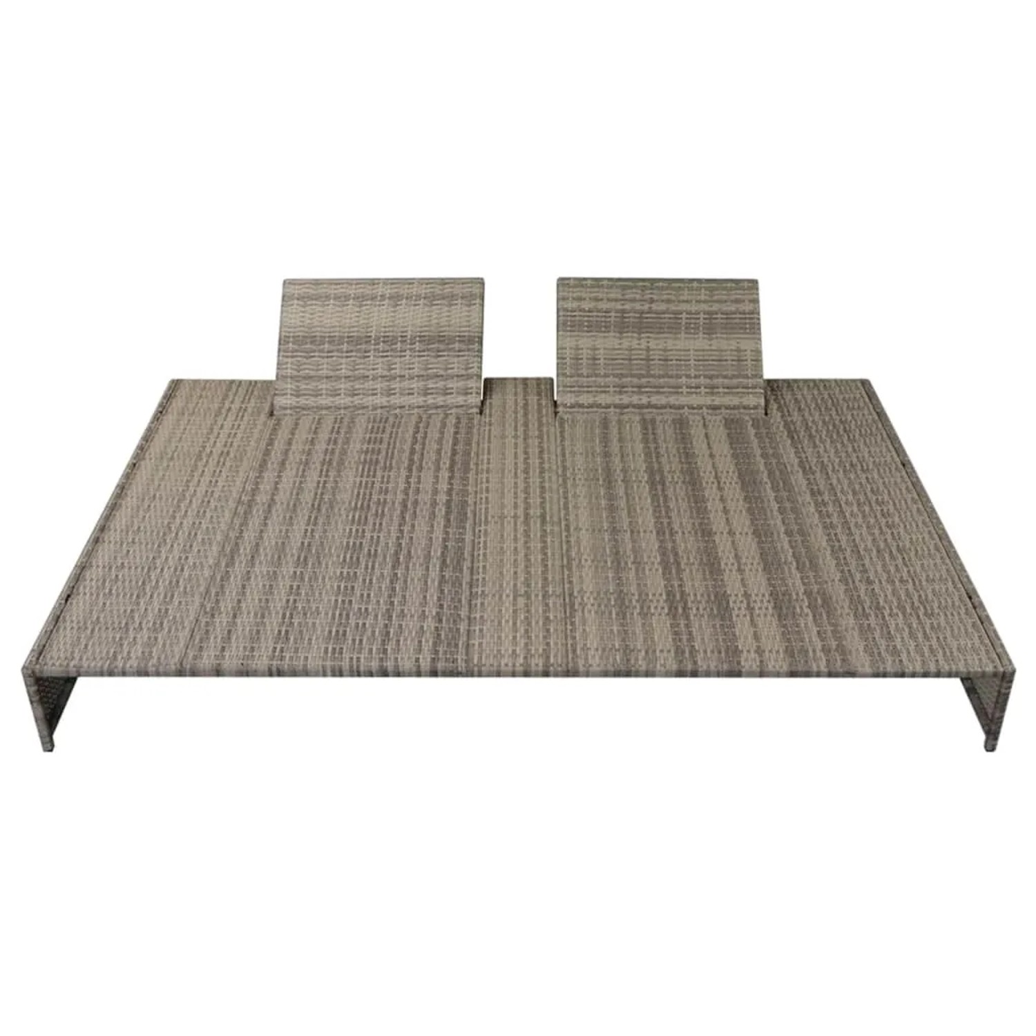 Graues 5-tlg. vidaXL Garten-Lounge-Set aus Rattan mit Auflagen, bestehend aus Sonnenliege und Rückenlehnen.
