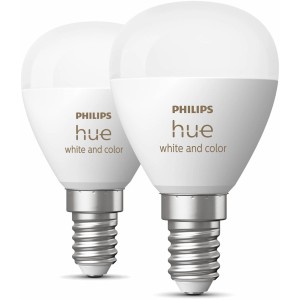 2er-Pack Philips Hue E14 LED-Lampen in Tropfenform, White & Color Ambiance.