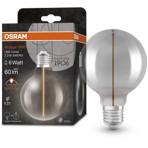 Osram LED-Leuchtmittel E27 Globe, 2,2W, Vintage-Design, warmweißes Licht.