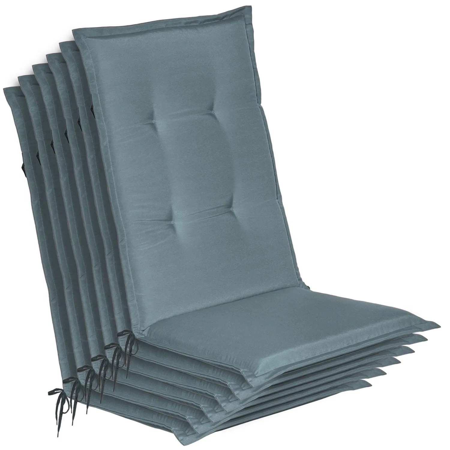 Beautissu 6er Set Gartenstuhlauflage Loft HL Taubenblau 120x50x6cm