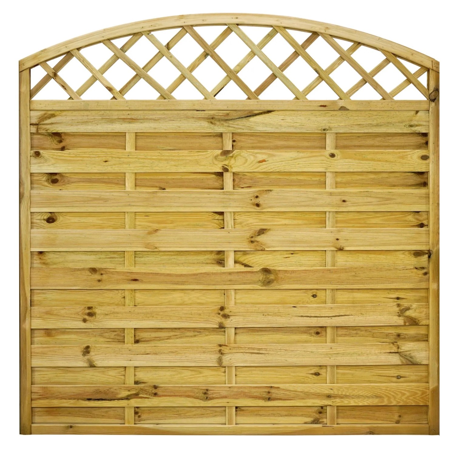GartenLand Dichtzaun VARIO Gebogen mit Rankgitter  180x180 cm Holzzaun Kiefer PEFC KDI Grün 44x44 mm Rahmen