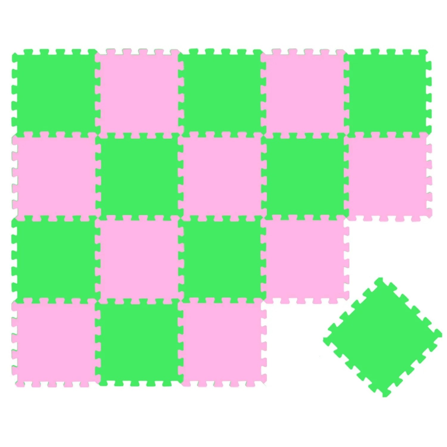 LittleTom Baby & Kinder Puzzlematte 30 x 30 cm 18 Stück Pink & Hellgrün