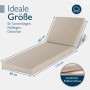 Beige Beautissu Deckchair Auflagen Set, wasserdicht, 190x60cm, mit Maßangaben.