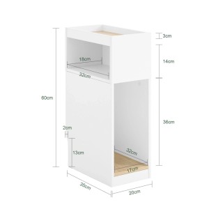 SoBuy Schmaler Nachttisch Beistelltisch mit 2 Fächern Weiß 20x60x35cm FBT171-WN