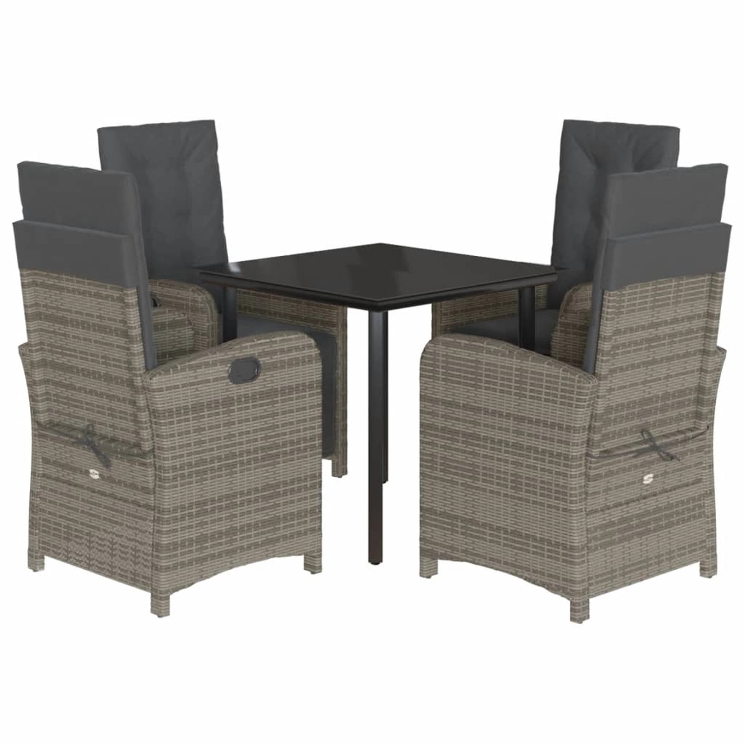 vidaXL 5-Tlg Garten-Essgruppe mit Kissen Grau Poly Rattan 3212564 günstig online kaufen