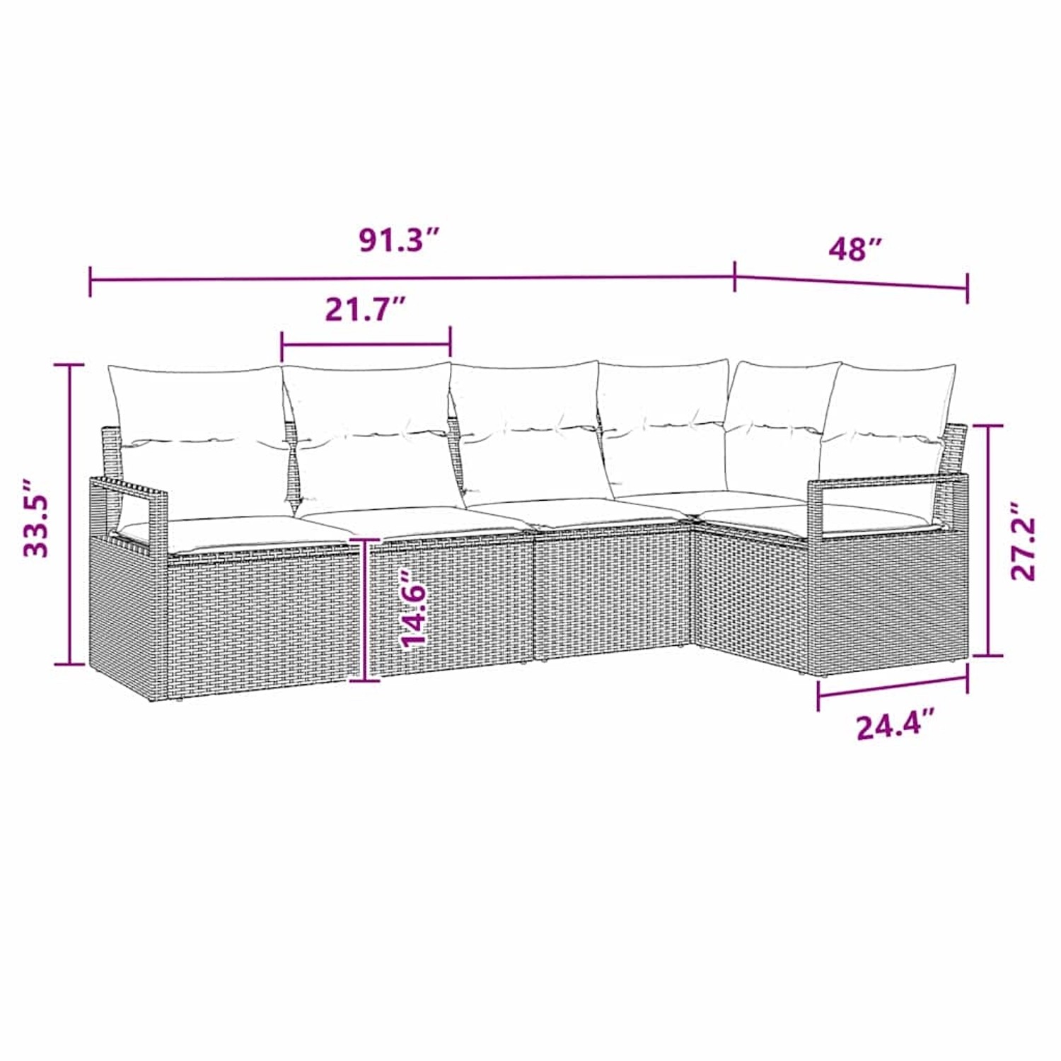Schwarzes 6-teiliges Garten-Sofa-Set aus Rattan mit Kissen, vidaXL. Gartenmöbel für Terrasse und Balkon.