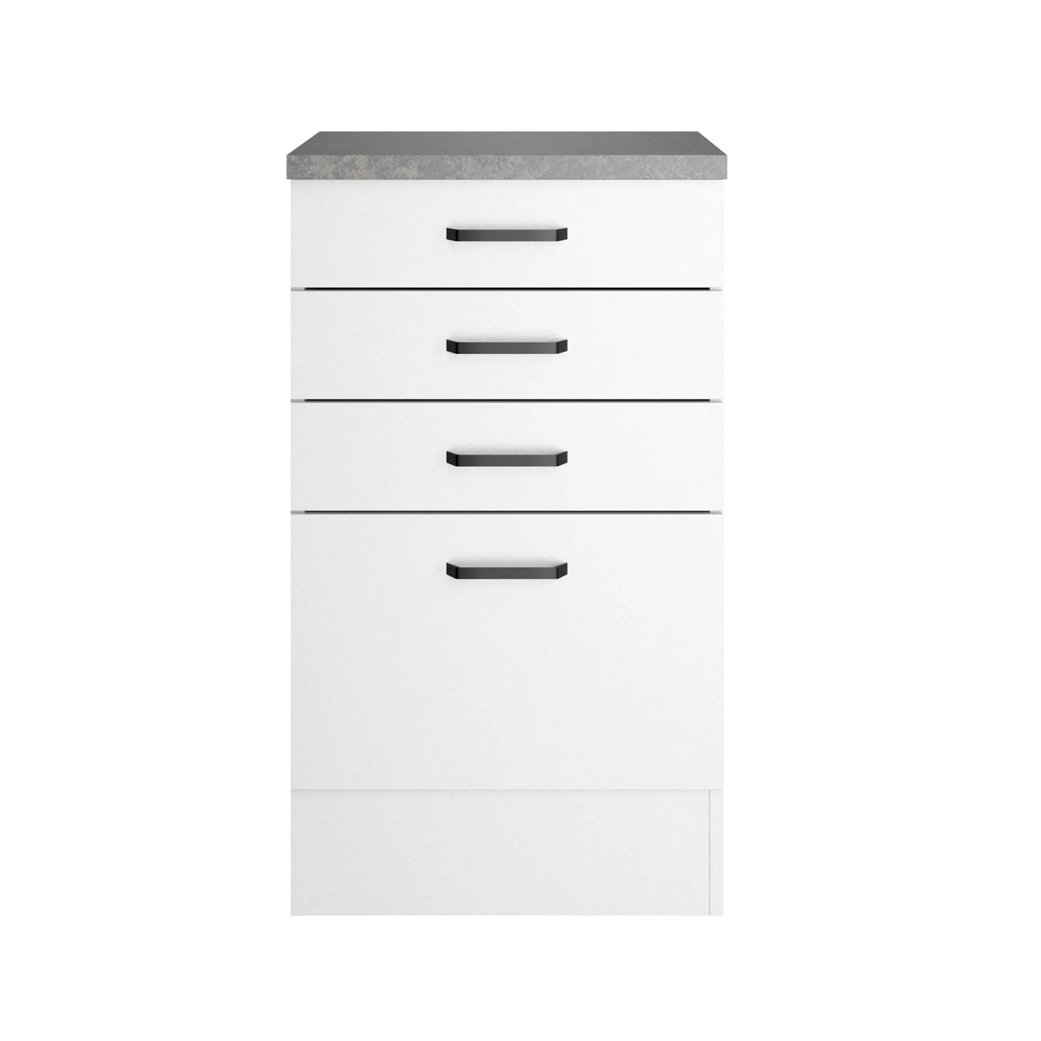 OPTIFIT Unterschrank Bonn214 50 x 88 x 50 cm Weiß 3 Schubkästen